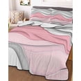 thumbnail image 3 of Quilts Twin Size, Pink Gray Ombre Soft Comforter Bedding Set for Bed, Modern Abstract Moire Art Geometric Lightweight Quilted Bedspread with Pillow Cover(2 Pieces) for All Season, 68x86 Inch, 3 of 6