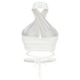 thumbnail image 5 of Honeeladyy Clearance under 10$ Crisscross Cut Out Vest for Women Sexy Halter Wrap Bandage Self Tie Crop Tops Backless Sleeveless Summer Tank Tops White, 5 of 8