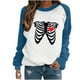 thumbnail image 1 of Blusa de manga larga con estampado de esqueleto de Halloween a la moda para mujer, suéter informal con cuello redondo, Tops, camisetas Fridja  fjkfkj6923, 1 of 6