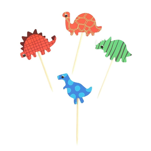 HINTRMENT Dinosaur Cake Toppers Assorted Color Paper Material Birthday Party Cupcake Decorations