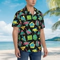 thumbnail image 5 of Daiia Geometric Dinosaur Hawaiian Shirt for Men Gentle Cotton Regular Short Sleeve Casual-XX-Large, 5 of 9