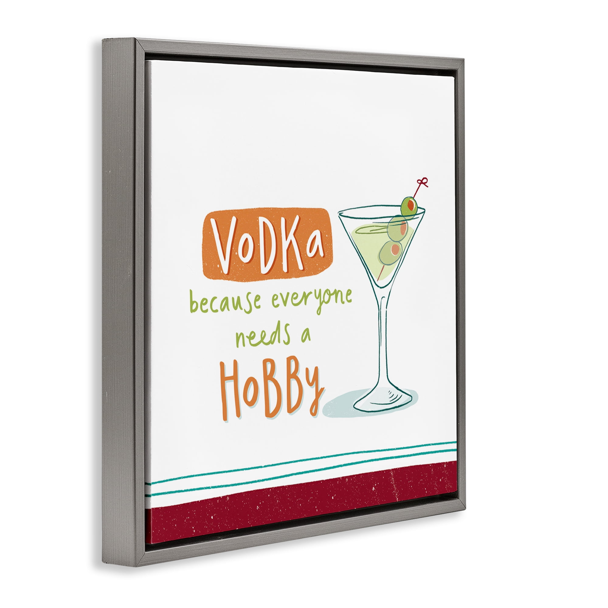 Stupell Industries Funny Vodka Phrase Food & Beverage Painting Gray Floater Framed Canvas Art Print Wall Art, 18 x 18