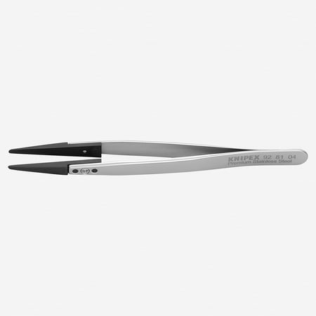 UPC: 0843221028022 | Knipex Stainless Steel Gripping Tweezers  Replaceable ESD Tips  5.25  – Blunt 04