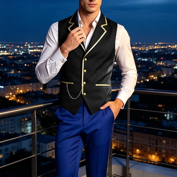 Men'S Steampunk Vest Costume Single Breasted Vintage Inspired Waistcoat For Halloween Party Cosplay Role Play Masquerade Stage Performance Outfit