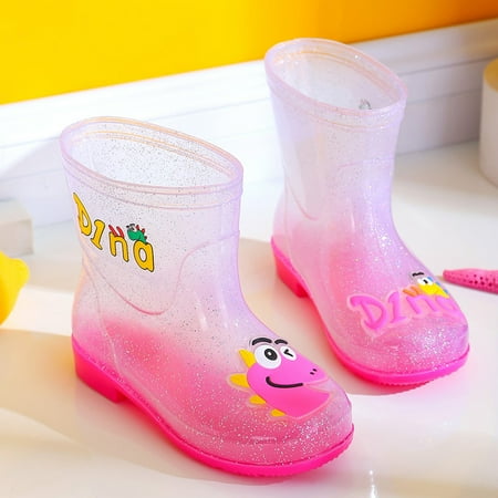

LYCAQL Toddler Shoes Children Shoes Cute Cartoon Mid Tube Rain Boots Fashion Transparent Practical Outdoor Small Rain Boots Toddler Fashion (Pink 12.5 Little Child)