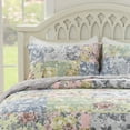 thumbnail image 5 of Greenland Home Fashions Emma Traditional Patchwork Floral Quilted Bedspread Set, 3-Piece Jumbo Queen, Gray, 5 of 10