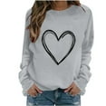 thumbnail image 2 of Horkkom Sweatshirt for Women Heart Print Valentines Day Sweaters Long Sleeve Crewneck Pullover Heart Sweatshirts S, Gifts for Women, 2 of 4