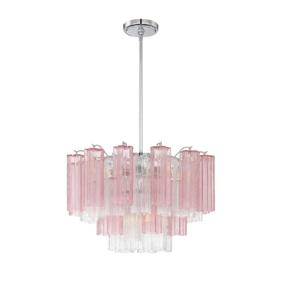 ADD-308-CH-SP Crystorama Lighting Addis - 9 Light Chandelier-14.25 Inches Tall and 22 Inches Wide-Polished Chrome Finish-Spring Glass Color