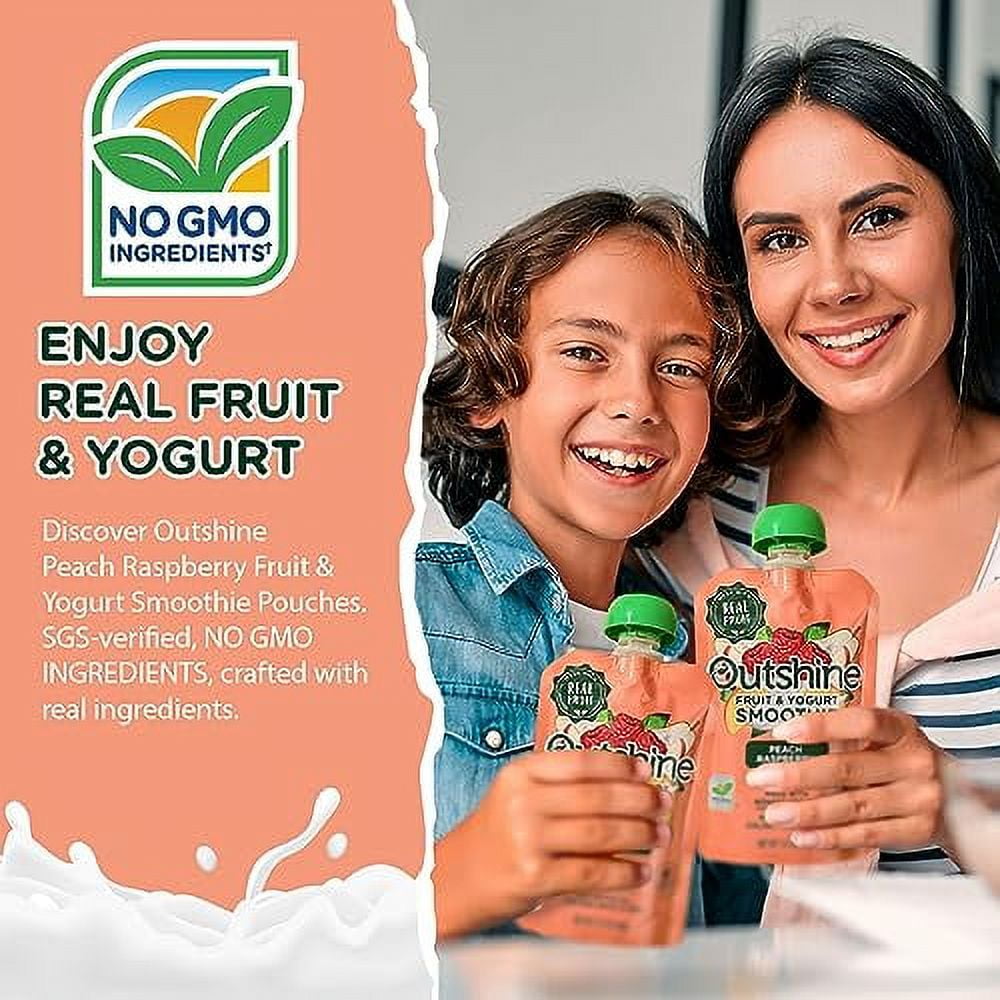 Outshine Fruit & Yogurt Smoothie Peach Raspberry, 24-Pack of 3.5oz Fruit & Yogurt Pouches