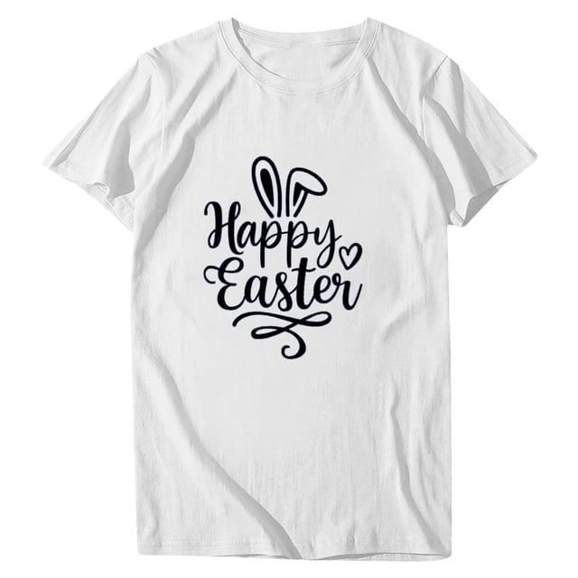 Birdeem T-Shirt Décontracté pour Femmes Imprimé de Pâques Manches Courtes Col Rond Ample Blouse Tops