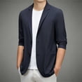 thumbnail image 4 of LEKWK Casual Blazer Jacket for Men Two Button Lightweight Sport Coat Classic Fit Long Sleeve Notched Lapel Business Work Suit Jacket Navy M, 4 of 5