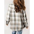 thumbnail image 6 of Women's Plaid Jacket Long Sleeve Button Down Fleece Hooded Jackets Warm Coat Gray-Yellow Checkered S, 6 of 7