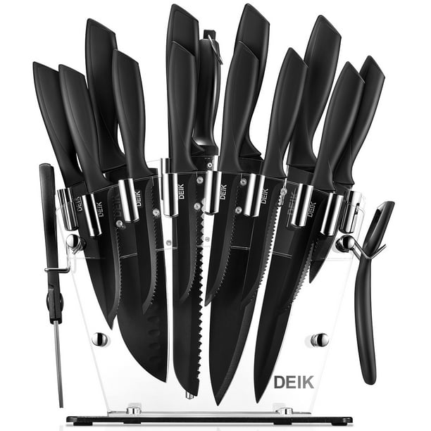 Deik Knife Set, 16 PCS High Carbon Stainless Steel Kitchen Knife Set, BO  Oxidation for Anti-Rusting, Black Knife Set with Acrylic Stand and Serrated  Steak Knives - Walmart.com