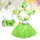 thumbnail image 5 of Falda de baile tropical hawaiana con hierba hula, 6 piezas, collar, pulseras, diadema, sujetador, 40 cm (falda verde), 5 of 7