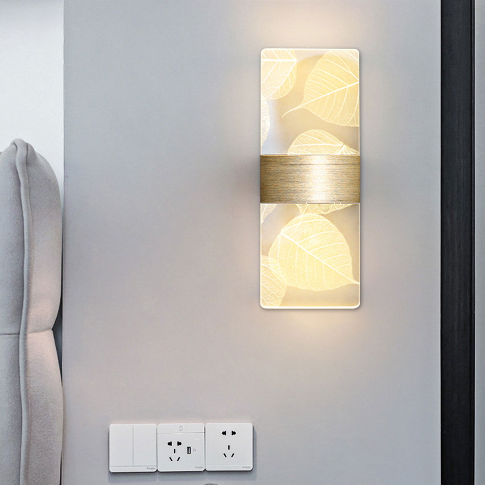 CasaChic Wired Acrylic Wall Light, Modern Warm LED Indoor Wall Sconce, Metal Body Energy-Saving, Eye-Caring Lighting for Living Room Bedroom, Corridor Stairs Home Decor