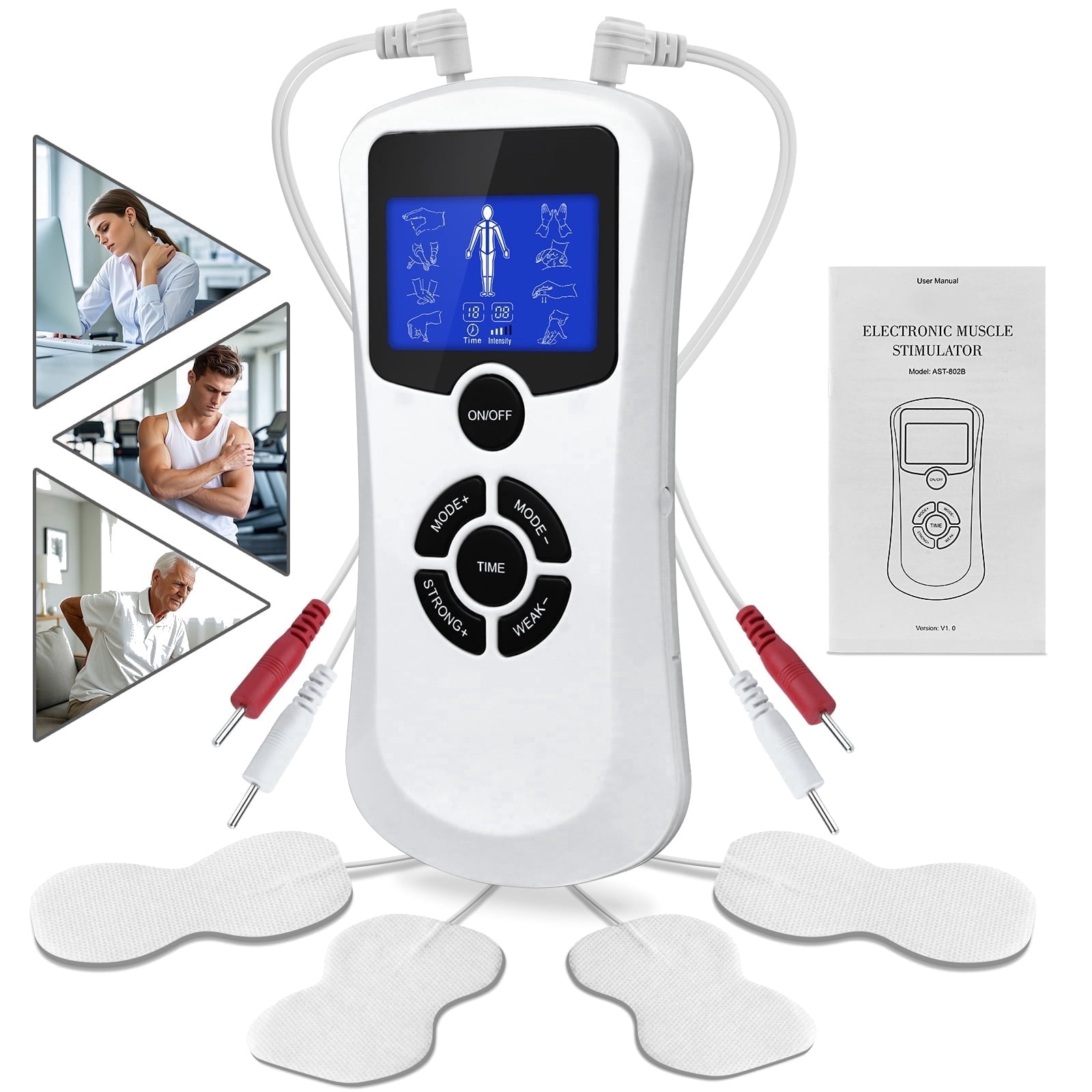 OSITO Rechargeable TENS EMS Muscle Stimulator, Dual Channel - TENS Unit by OSITO for Pain Relief