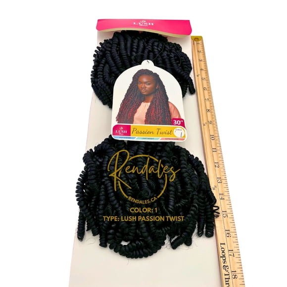 Lush Hair Passion Twist, Crochet Braiding Hair Extensions African Kinky, 30" Pre-Cut, Pre-Stretched, Synthetic Fiber, 4 bundles, Soft and Shiny, 240g