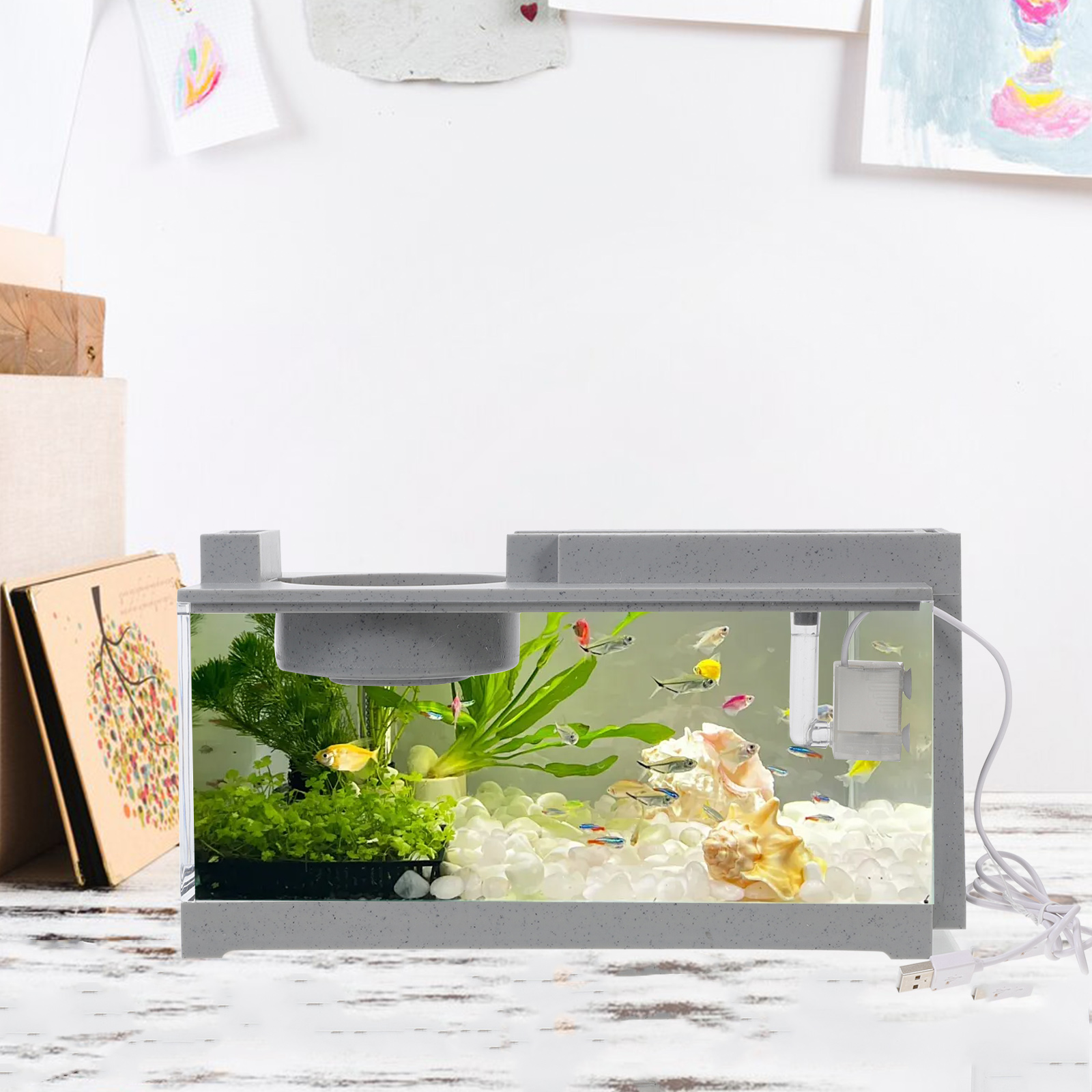OFFIGAM Aquarium Fish Tank Easy Maintenance ABS For Home Use 1Set