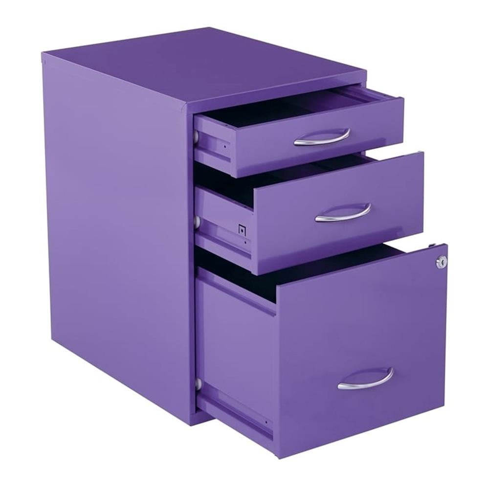 Scranton & Co 22" Modern Metal Pencil Box Storage File Cabinet in Purple