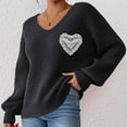 thumbnail image 5 of Lenpel Sweaters for Women Trendy V Neck Lantern Long Sleeve Chunky Knit Pullover Tops Casual Loose Fashion Sweaters(Black,X-Large), 5 of 7