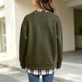 thumbnail image 5 of Girls Plaid Crewneck Sweatshirt Long Sleeve Two Piece Pullover Top Casual Warm Preppy Sweatshirt for Kids Fall Winter School Daily Play Wear(3-4 Years,Army Green), 5 of 5