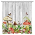 thumbnail image 3 of HVEST Mushroom Shower Curtain Butterfly and Floral Botanical Plant Bathroom Curtain, Farmhouse Rustic Planks Backdrop Bath Curtain with Hooks Set Polyester Fabric Decorations ,72 X 78 Inches, 3 of 6