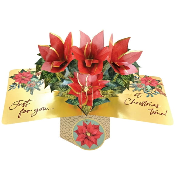 Second Nature Pop Up Christmas Card Poinsettia