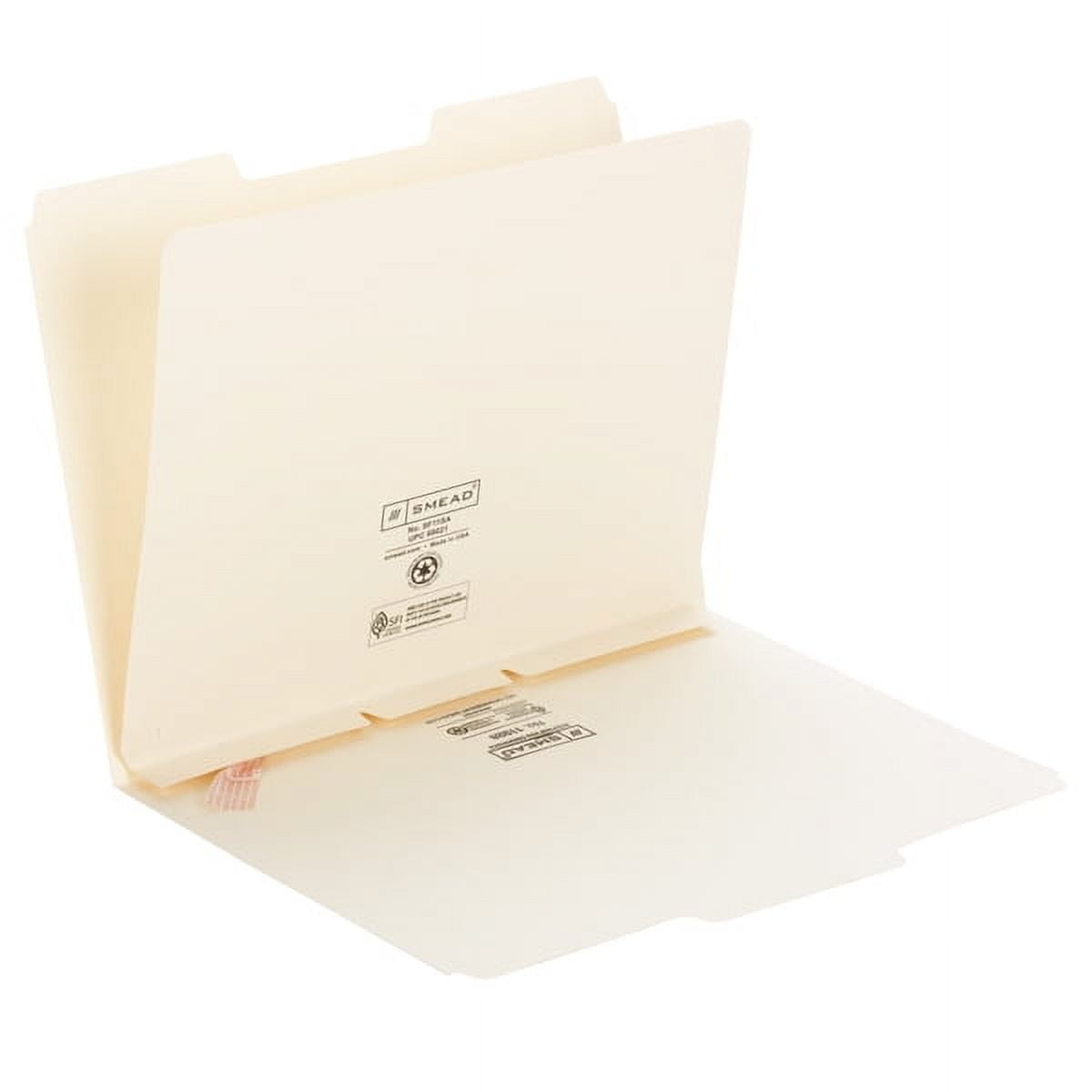 Smead 68021 Self-Adhesive Prepunched Folder Dividers with 1 Fastener - Letter, Manila (100/Box)