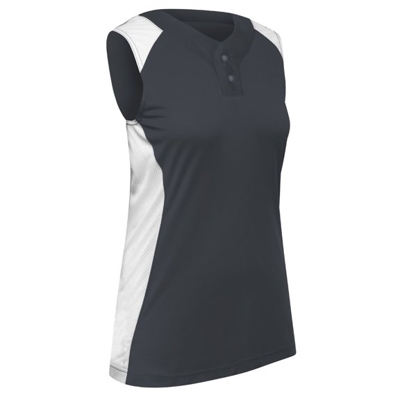 Infinite 2-Button Sleeveless Jersey - GRAPHITE,WHITE - M