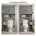 thumbnail image 6 of Over the Toilet Storage Cabinet, Aiho 70.3" H Bathroom Storage Cabinet with Adjustable Shelves & 2 Side Hooks, Best Gifts for Bathroom, Small Spaces, Gray, 6 of 10