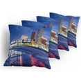 thumbnail image 5 of Ambesonne City Throw Pillow Cover 4 Pack, Resort Casinos on Shore, 16", Violet Blue Pink Yellow, 5 of 7