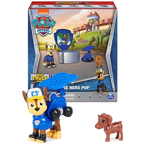 Paw Patrol, Paw Patrol Big Truck Pups, Figura de Acción de Chase con Drone de Rescate con Clip, Pod de Centro de Comando y Amigo Animal, Juguetes para Niños a Partir de 3 Años
