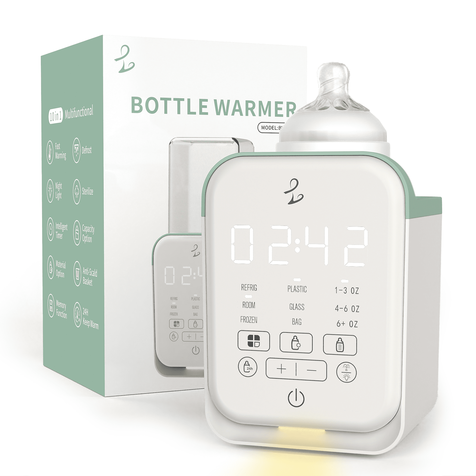 10-in-1 Baby Bottle Warmer, Fast Heating with Timer & Memory, Precise Temp Control, Thaw & Steam Mode, Auto Shutoff