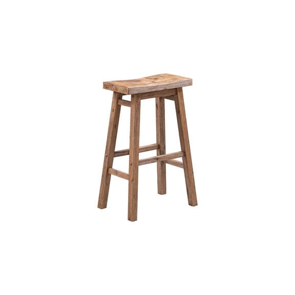 Boraam Sonoma Bar Height Backless Saddle Wood Kitchen Bar Stool, Barnwood Wire-Brush Finish