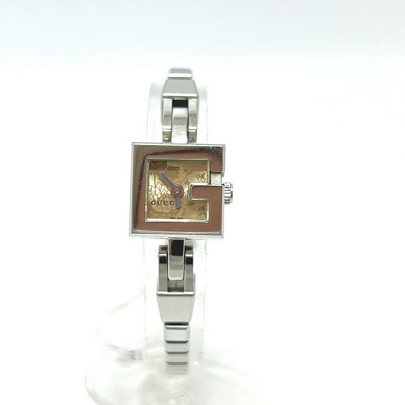Pre-Owned GUCCI 102 G Mini Square Chain Quartz Watch, Stainless Steel, Women's, Silver (Good)