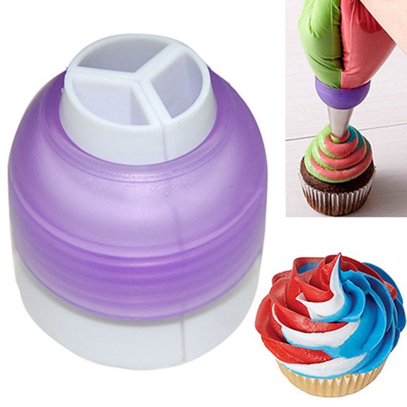 Hariumiu Kitchen Set of 1/3 Icing Piping Bag Nozzle Converter 3 Hole 3 Color Cream Coupler Cake Decor Tool
