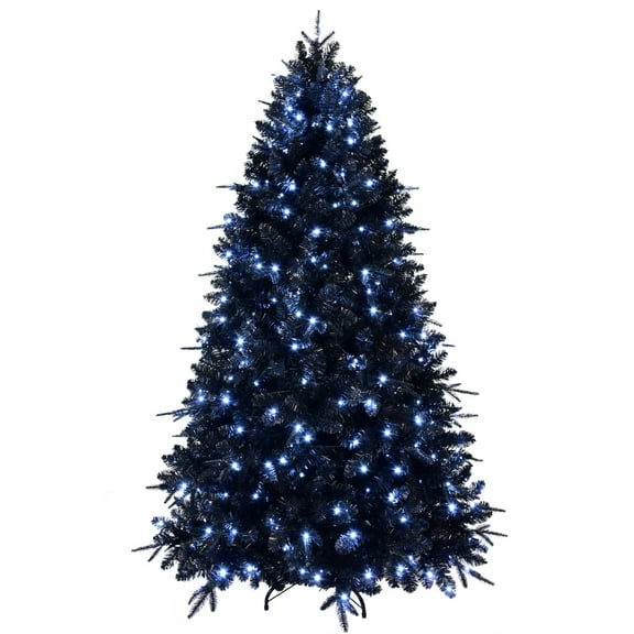 Demi Bonn 8ft Artificial LED Christmas Tree with 2486PE/PVC Tips, Hinged & Foldable for Indoor Decor, Xmas Tree, Black