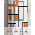thumbnail image 5 of Retro Middle Sheer Curtains 96 inches Long 2 Panels Set Ages Abstract Geometric Orange Black Square Tiers Sheers Rod Pocket Small Window Short Curtains for Kitchen Cafe, Each 52" W x 96" L, 5 of 7