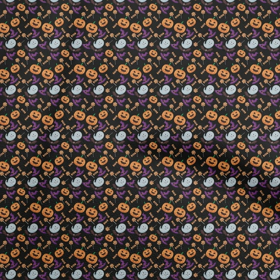 oneOone Rayon Black Fabric Halloween Quilting Supplies Print Sewing Fabric By The Yard 56 Inch Wide