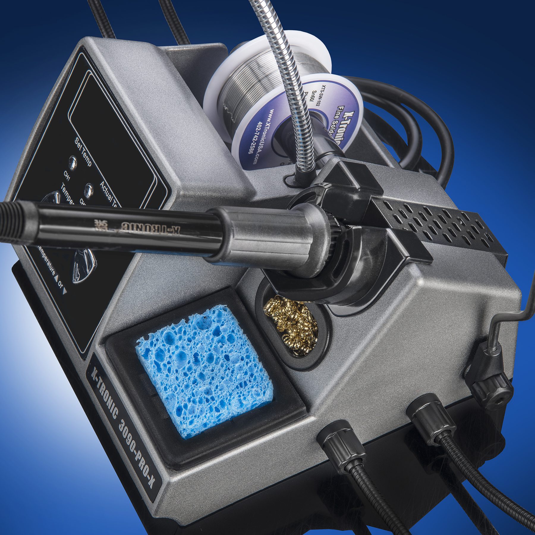X-Tronic 3090-PRO-X 75 W Soldering Iron Station w/ Accessories, Adjustable Sleep & Temp Presets, C/F & More