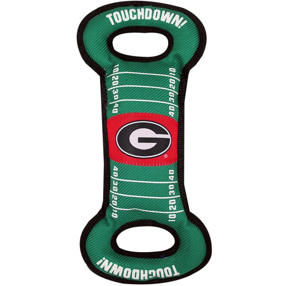 Pets First NCAA Football Field DOG TOY with Squeaker. - GEORGIA BULLDOGS - for Tug, Toss, and Fetch. - Tough& Durable PET TOY