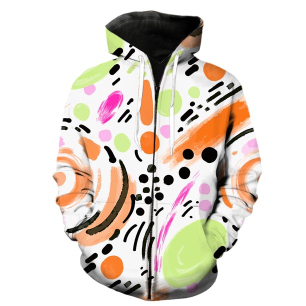 Sudadera con capucha y cremallera para hombre, diseño de grafiti de arte abstracto, divertida, de manga larga, con estampado 3D, estilo Harajuku, de gran tamaño, para primavera y otoño.