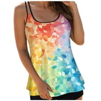 Ramiter Tankini Tops for Women Swimwear Top Only Tummy Control Bathing Suit Top No Bottom Modest Swim Top Yellow,3XL