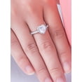 thumbnail image 4 of Women's Halo Heart Shaped CZ Wedding Ring Set Sterling Silver Sz 9, 4 of 5