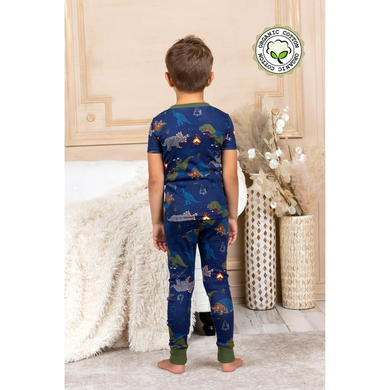Prestigez Big Boys Four Piece Pajama Set Male Shark Dinosaurs Size 4