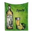 thumbnail image 1 of Tequila Soft Flannel Fleece Throw Blanket, Vintage Engraved Style Drawing of Bottle Glass and Lime, Cozy Plush for Indoor and Outdoor Use, 50" x 60", Lime Green Pale Camel, by Ambesonne, 1 of 6