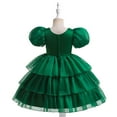 thumbnail image 2 of Flower Girls Dresses Pearl Puff Sleeve Tulle Wedding Princess Dress for 4-9Year, 2 of 7