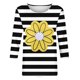 thumbnail image 4 of Camisetas Casuales de las Mujeres de Moda Impresa 3/4 Mangas Blusa Cuello Redondo para el Hogar Y Diario, 4 of 4