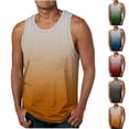 thumbnail image 5 of Big and Tall Mens Athletic Tank Tops Sleeveless Crew Neck Stripe Gradient Color Workout Tees Plus Size Pullovers Green M, 5 of 5