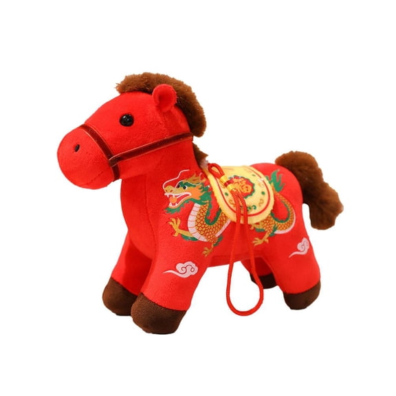 2026 Chinese New Year of The Horse Plush Stuffed Decoration, Plush Horse Mascot Doll Toys Decor for Spring Festival Lunar New Year Party Gift Home Office Car Window Decor